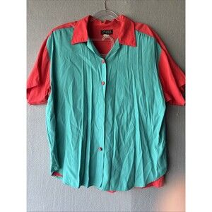 NWT Vintage Synari Shirt Skirt Set From Hess’s Retro Red Teal Women’s 1x